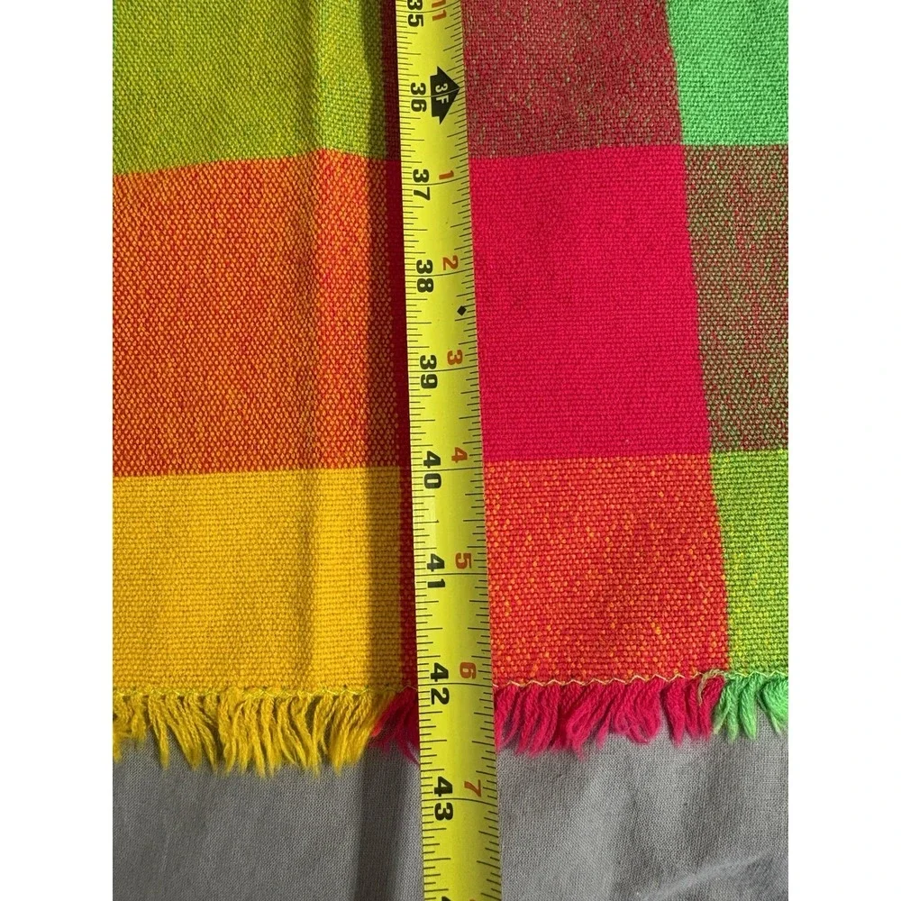 Vintage Bright Colored Checked Tablecloth 43